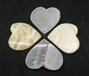 Honeycomb Calcite hearts